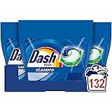Dash Pods Detersivo Lavatrice In Capsule, 132 Lavaggi (44x3), Classico, Rimuove Le Macchie, Efficace Anche A Freddo E In Cicl