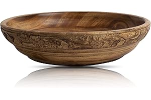 THE GREAT INDIAN BAZAAR Beautiful Handmade 20 cms Decorative Wooden Snack Serving Bowl For Dry Fruits Chips Coffee Table Countertop Display Key Bowl Tableware Kitchen Living Room Home Decor Accents Dinnerware