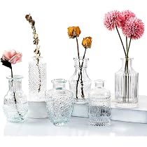 Set di 32 vasi in vetro per boccioli di vetro, piccoli vasi in vetro per fiori, vasi in ambra alla rinfusa, vasi vintage per centrotavola nuziali, decorazioni per matrimoni, decorazioni per la