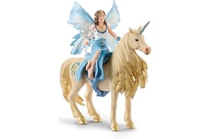 schleich BAYALA | Przejażdżka Eyeli na złotym jednorożcu 42508 | z siodłem i berłem | realistyczne, szczegółowe figurki | prezent dla dziewczynek i chłopców | figurka od 5 lat | zestaw 4 elementy