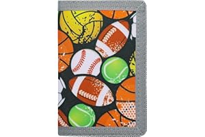 Sundee Kids Boys RFID Trifold Canvas Outdoor Sports Wallet - Festival, Birthday Gifts - Various Balls