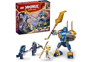 LEGO NINJAGO Zestaw bitewny z mechem Jaya, figurka akcji dla dzieci w wieku od 6 lat, chłopców i dziewczynek, zestaw Powstanie smoków z minifigurką Jaya do odgrywania ról, pomysł na prezent, 71805
