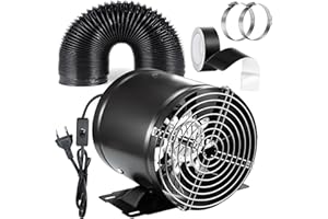 HOSE VARY 150mm Ventilateur Extracteur d'Air, Extracteur en Ligne Kit avec Tuyau Flexible de 2m, Ruban Adhésif, Pour Salle de Bain, Garage, Serre - Noir