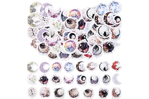 SHANFAA 46 Stücke Mond Aufkleber, Vintage Blume Mond Sammlung Aufkleber für Scrapbooking, DIY Handwerk, Laptops, Bullet Journal, Geschenke für Erwachsene, Kind