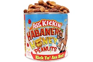 ASS KICKIN' KICKIN' Cacahuètes chaudes épicées au miel Habanero - 12 oz - Cacahuètes épicées ultimes - Essayez si vous osez !
