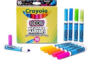 Crayola - Flamastry NEONOWE, zestaw 10 lśniących kolorów, dla dzieci od lat 3, do kreatywnych prac plastycznych, 58-8746