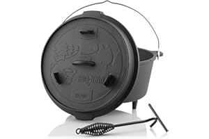 BBQ-Toro Dutch Oven Forest Series | preseasoned | various sizes | cast iron cooking pot | roasting pan with lid (pot with feet, 9.0 litres (DO9F))