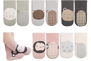 Exemaba Rutschfeste Socken für Baby Mädchen Jungen 5 Paar Kinder Anti Rutsch Socken Sportsocken Stoppersocken