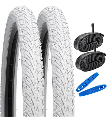 2 Pneus 26 X 1.75 (44-559) + Chambres à Air Schrader - Pneus Slick Noirs Pour VTT, Vélo Ville Et Vintage