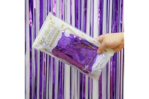 Kioneer Metallic Tinsel Curtains Purple 5 Packs 3 ft x 10 ft Foil Fringe Curtains for Photo Backdrop Door Wall Hanging Window Curtain Party Offiice Decoration