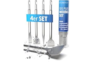 STONE REEF SDS Plus - Set di 4 scalpelli con scalpello per piastrelle, scalpello Sds, scalpello, scalpello piatto, scalpello, scalpello Sds, set di scalpelli per martello perforatore, scalpello, scalpello a