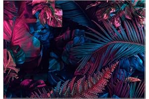 WallArena Carta Da Parati Fotografica Foglie Nero Giungla Tropicali - Include Colla - Moderna Design Carta per Pareti Soggiorno Camera Da Letto Sala Fotomurali In Tessuto Non Tessuto TNT (368x254 cm)