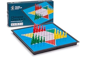 Yellow Mountain Imports Magnetic Chinese Checkers Halma Travel Set, 24.8 centimeters - Folding, Portable Board Game Set