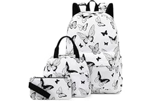 LEDAOU Plecak szkolny chłopcy nastolatki dzieci nastolatki dziewczyny plecak na co dzień dziewczyny plecak rekreacyjny biały stokrotka czarny plecak, Czarny motyl, L, przypadkowy