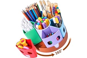 GAMENOTE Rotierende Stiftehalter Schreibtisch Organizer - Kinder Schreibtisch Behälter zum Aufräumen und Aufbewahren, Drehbare Ablage für Bürobedarf Schulbedarf liefert Handwerk Behälter (Klein)