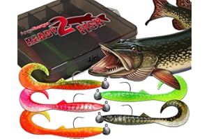 ‎ANGEL-BERGER Wild Devil Baits Ready2Fish Tornado Curly Tail mit Box Twister Gummifisch Set mit Jighaken fertig zum Angeln