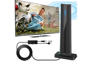 OAFAFORU TV Aerial Indoor - Digital Indoor TV Aerial with Amplifier Signal Booster - 600+ Miles Range(965KM), Freeview TV Antenna Support VHF/UHF/DAB Radio/4K/1080P/HDTV/USB TV Tuner/DVB-T and All TV (Tower)