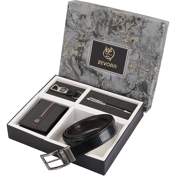 ZEVORA Men's Gift Set | 4-in-1 Combo with Stylish Wallet