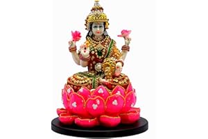 eSplanade Lakshmi on Lotus | Bogini Laxmi Murti Idol Statuetka Rzeźba Figurka - Żywica - 28 cm - Multi
