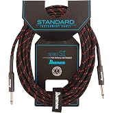 Ibanez SI20-BW 20 ft 2 Straight Plugs Standart Dokuma Enstr&uuml;man Kablosu - Siyah/Şarap Kırmızısı