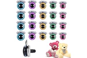 MHDUYEG 20 Pezzi 20–12mm Occhi per Amigurumi con Le Ciglia Occhi per Pupazzi Plastic Occhi di Sicurezza Occhi per amigurumi per Animali all'Uncinetto, Orsacchiotto,Dimensioni Assortite