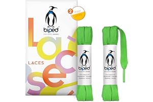 biped LACETS 2 paires de lacets plats en polyester, largeur 10 mm - lacets pour baskets et chaussures de sport - indéchirable et lavable z2913(#21 kelly green,120 cm)
