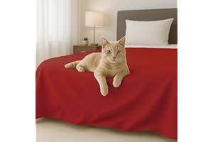 Byour3 - Copriletto PURO COTONE Organico 100% LEGGERO Letto Matrimoniale Singolo Piazza e Mezza Granfoulard Rettangolare Anallergico Telo Arredo Multiuso Copritutto (Rosso, Matrimoniale)