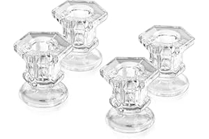 Świeczniki szklane świeczniki, Glasseam przezroczyste stojaki na świece, 4 szt. świeczników, stożkowe świeczniki, świeczniki świąteczne, do salonu, jadalni, stołu, dekoracji ślubnej