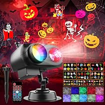 Projecteur 3D Halloween & Noël - 12 Motifs HD, 4 Couleurs, Télécommande | Éclairage Jardin, Fenêtre, Intérieur/Extérieur | Minuterie 2/4/6h | Étanche IP45