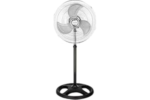 LAYRA COHI VALENCIA, ESPAÑA Layra Cohi - Ventilador de Pie - (MAX STAR) Ventilador - 18" - Resistente - Altura regulable - 3 velocidades - Oscilación de 120º - 80 W - Facil de montar - Verano - Remedio para el Calor