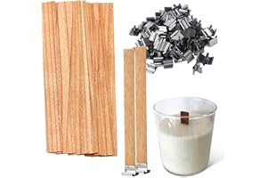 Thapncow 60 mechas de Madera para Velas, mechas de Madera para Velas con 60 Bases de Hierro, 13 x 130/150 mm, mechas para Velas artesanales