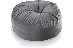 Aiire Pouf Gigante Morbido - Puff Poltrona a Sacco o Bean Bag con Imbottitura per Decorazione della Camera da Letto - Puffo per Sedersi XXL, Pouffe da salotto - Poof Grigio XXXL