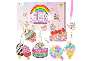 MATHARAGO Diamond Art for Kids 6 Pcs DIY Diamond Painting Girls Keyrings Set, Painting by Number Gem Keychains Craft Kits for Kids Ages 6-12, Gifts for Birthday, Back to School
