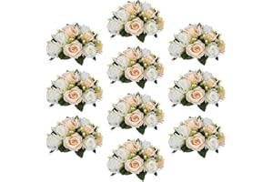 Sziqiqi 10 Pezzi Palla di Fiori con Vassoio, Rose Artificiali, Romantico Nozze Compleanno Decorazione Festiva, Oggetto di Matrimonio, 10 Pezzi