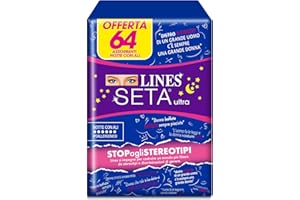 ACE LINES SETA Assorbenti Ultra Notte, PACCO SCORTA, Confezione da 64 Pezzi