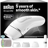 Braun Silk-expert Pro 3 Pulsed Light Epilator, PL3136, White/Silver | Alternative to Laser Hair Removal, IPL with Case, Venus