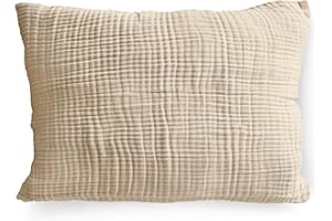 PinkZebra Bio-Musselin Double Gauze Kissenbezug 35 x 40 cm für Kinder & Erwachsene, ÖkoTex Zertifiziert, weicher Kopfkissenbezug GOTS-Zertifizierung, Kissenhülle, Hellbeige