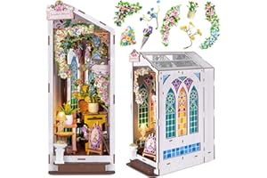Ltteaoy DIY Book Nook-Kit de Construcción en Madera 3D Estilo Invernadero Natural con Luz LED,Casa en Miniatura para Lectores,Regalo Ideal para Adultos y Adolescentes(Casa de Flores)
