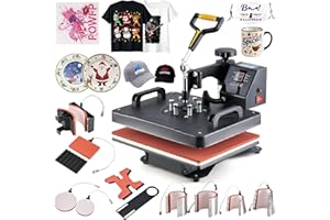 CREWORKS 11 in 1 Pressa a Caldo 30 x 38 cm Pressa Caldo per Magliette Termopressa Macchina per Sublimazione Trasferimento Pressa di Calore per Magliette Tazze Cappelli Tappi Scarpe Penne e Baseball