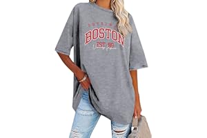 Dresswel Koszulka damska oversized California z nadrukiem w stylu vintage, krótki rękaw, okrągły dekolt, na lato, luźna bluzka, długa tunika, top dla nastolatek i dziewcząt