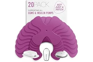Not Just A Patch X-Patch CGM Sensor Patches (20 Pack) - Water Resistant Omnipod 5 Adhesive Patches - Durable for Active Lifestyle for 10-14 Days - Compatible with Dexcom G6, Libre 2 in Purple