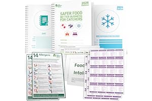 SAFECHEF Safer Food Better Business 2026 Compliance Kit - Includes 13-Month Diary, Temp Logs, Allergen Posters & 60 Alert Labels - HACCP/EHO Inspection Ready SFBB Catering Pack
