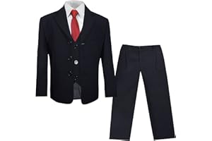 P.M. KINDERANZUG Marineblauer festlicher Kinderanzug Jungenanzug Set 6tlg Navy blau (tailliert) / Kommunionanzug Kofirmationsanzug Taufanzug