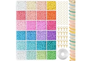 RUBY Lot de 8 000 perles pour bracelets de 3 mm à enfiler - Petites perles à faire soi-même - Pour Noël et les jours fériés