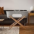 SnuzBaskit, Moses Basket with Mattress & Stand, Lightweight Bassinet Set for Newborn Babies aged Up To 6 Months, Stylish & Versatile Design for Home or Travel, Light Grey & Natural