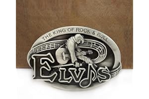 LRZIN 1 Pc Retro The King Of Rock Roll Music Jeans Gift Cowboy Belt Buckle 02065-1 With 4Cm Width Loop -Default,A