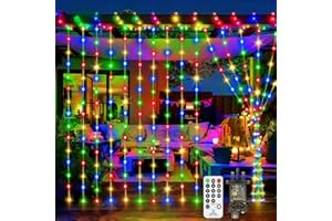 JXLEDAYY 300 LED Christmas Curtain Lights Indoor Outdoor, 3m x 3m Fairy Lights Plug In IP65 Waterproof Waterfall String Lights with Remote 8 Modes Timer for Room Garden Party Wedding Decorations-Multicoloured