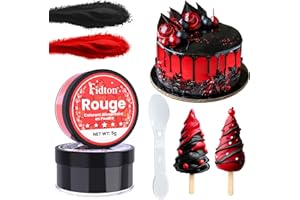 Colorant Alimentaire Poudre - Fidton 2 Couleurs Colorants Alimentaires Hydrosoluble Ultra Haute Concentration pour Glaçage, Gâteaux, Macarons, Pâtisserie, Colorant Alimentaire Rouge et Noir - 5g