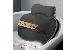 Poemland Bath Pillows for Tub – Bath Pillows for Tub – Soft Support Bathtub Pillow for Head and Neck, Luxury Bath Pillow for Soaking Tub, Quick Drying (grey)