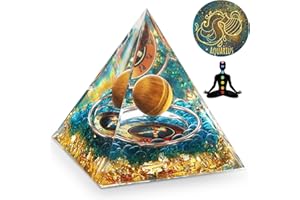 ‎HUIJUKEJI HuiJuKeJi Orgonit Pyramide Wassermann Heilung Sternzeichen Geschenke –12 Horoskop Sternzeichen & Tigerauge Kristall pyramide Geburtsstein für Astrologie Energie Chakra Spirituelle deko 6cm–Wassermann